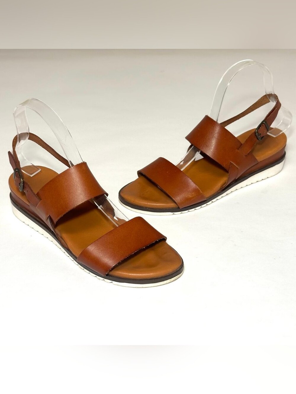 Bertuchi Spain Brown Leather Slingback Sandals Size 39 US 8/8.5 Wedge Platforms - Picture 2 of 16